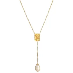Elli PREMIUM Y-Kette Barock Perle Organic Zeitlos 925 Silber goldfarben Damen 