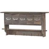 MCW Garderobe MCW-C49, Wandgarderobe Wandregal, Vintage mit 5 Schubladen 32x65x13cm ~ braun
