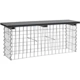 Estexo Gabionen Sitzbank wpc 100x30x43 cm Gartenbank Drahtkorb Steinkorb Hellgrau