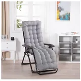 PIPOEI Deckchair Auflage 170x53x8 cm, Polster für Sonnenliege Liegestuhl Auflage für Gartenliegen, Reisen, Urlaub, Innen, Außen, Bequeme Polsterauflage für Sonnenliege(Color:Silber-Grau)