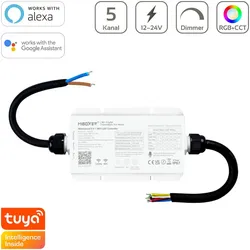 MiBoxer RGB+CCT Smart WiFi LED Controller IP67 5 Kanal 12/24V WiFi Tuya Alexa Go...