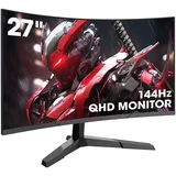 KOORUI Gaming Monitor 27 Zoll, 1800R Fläche Bildschirm, 2560X1440 (QHD), 144HZ 1ms Mornitor, DCI-P3 85%, Ultradünne Blende, Einstellbare Neigung, Unterstützt HDMI/DP