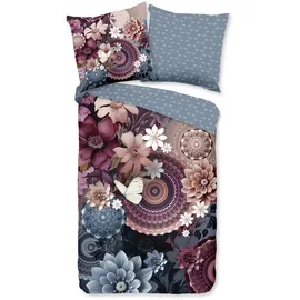 Muller Textil Asher Blumen/Schmetterling Blau 135 x 200 cm + 80 x 80 cm