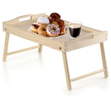 KADAX Betttisch, Frühstückstablett aus Kiefernholz, 19x30x50cm Serviertablett, klappbares Bett-Tablett, Essenstablett für Frühstück im Bett, Beistelltisch (Natürlich)