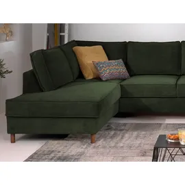 best mobilier Lisa Design Jake - Wohnlandschaft - mit Schlaffunktion und Bettkasten - 7-Sitzer - aus Cord - links Grün