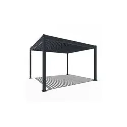 Weide Elektrische Deluxe Pergola mit LED | Voll-Alu-Pavillon | 3,6 x 4 M | Lamellendach anthrazit