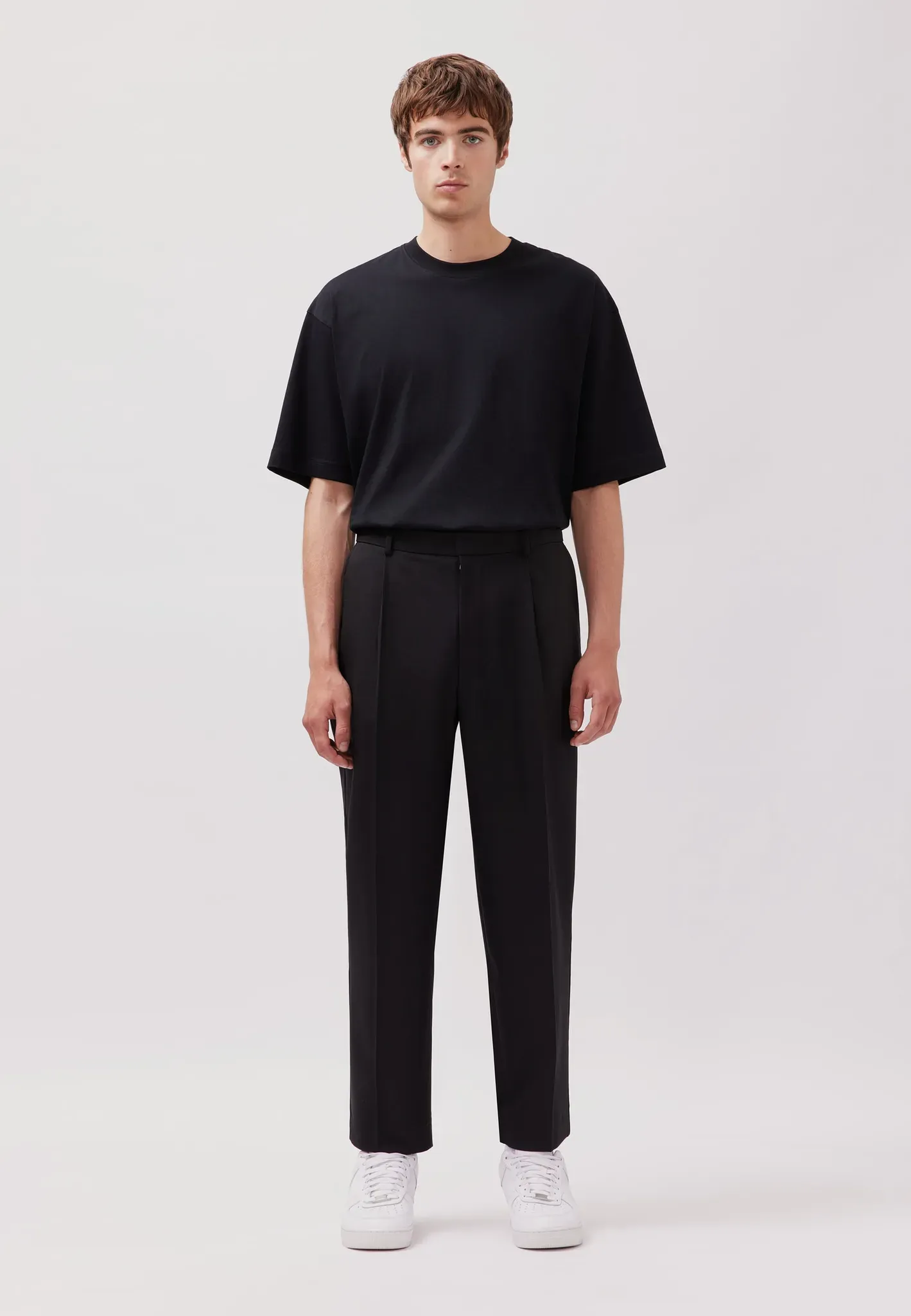Chinohose STUDIO SEIDENSTICKER, Herren, Gr. 50, Normalgrößen, schwarz, 53% Polyester, 45% Wolle, 2% Elasthan, unifarben, Hosen Chinohose