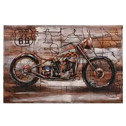 Garden Pleasure Wandbild 3D Motorrad braun, Metall