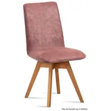 58 aufm Kessel Esszimmerstuhl Küchenstuhl drehbar (2er-Set) Donni 47x92x60 Eiche geölt/Marsala (Lieferung bis Verwendungsstelle, 6 St), Stabiles Gestell aus Massivholz pflegeleichter Bezug aus Microfaser rosa