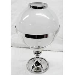 Casa Padrino Kerzenlaterne Laterne Messing vernickelt / Glas Vintage Kugel Design H41 cm- Kerzenleuchter