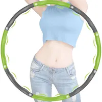 Gkodeamig Hula Hoop Reifen Erwachsene zur Gewichtsabnahme, 8 Abschnitte mit Schaumstoff Abnehmbarer Reifen Hoop, Einstellbares Exercise Hoop Reifen (Grün + Grau)