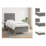 vidaXL Boxspringbett mit Matratze Dunkelgrau 90x190 cm Stoff