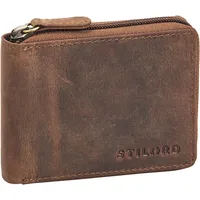 STILORD 'Ernie' Wiener Schachtel Geldbörse Leder Portemonnaie Damen Klein Echtleder Münzbörsen Portmonee Herren Brieftasche- Geldbeutel mit Reißverschluss Kleingeldbörse, Farbe:mittel - braun