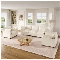 STILVORA Schlafsofa 5-Sitzer-Relaxsofa mit Kissen Chenille-Wohnzimmersofa in Beige beige