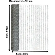 EXCOLO Hasen-zaun verzinkt 50cm, x 25m, Sechseckdraht Draht Drahtzaun Kaninchendraht 13mm)