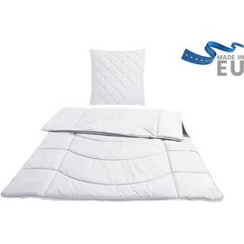 MY HOME Steppbett + Kopfkissen MY HOME "Microlux, Bettdecke 135x200 cm, 155x220 cm", weiß, B/L: 135cm x 200cm Anzahl Teile 1, B/L: 80cm x 80cm Anzahl Teile 1, Bezug: Polyester Füllung: Polyester, leicht, Bezug: 100% Polyester, Bettwaren-Sets, Set mit Kissen 40x80