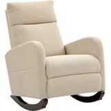 HOMCOM Schaukelstuhl, gepolsterter Schaukelsessel mit Cordstoff, Seitentaschen und Holzbeinen, moderner Schwingsessel für Kinderzimmer, Wohnzimmer, Schlafzimmer, Beige   Aosom
