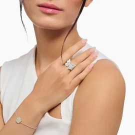 Thomas Sabo Fingerring THOMAS SABO "Butterfly Paradise Cocktail-Ring - Schmetterling-Design" Gr. 58, bunt (silberfarben, weiß), Fingerringe, Damen, 58, Silber 925 (recycelt), 5mm, Fingerring, mit Zirkonia (synth.)