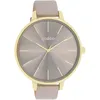 Quarzuhr OOZOO, grau (taupe), Armbanduhren, Damen, Armbanduhr, Damenuhr, Lederarmband, Ø 48mm