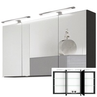 Spiegelschrank graphit 120cm LED-Beleuchtung Spiegel Badezimmerschrank Badmöbel