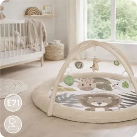 MOMI LUANI Spielmatte (180 cm innen, mit 10 cm Umrandung, 6 Spielzeuge