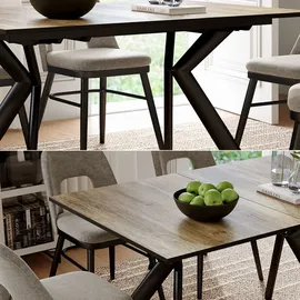Vicco Esstisch Trill, Eiche rustikal/Schwarz/Schwarz,