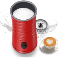 Milchaufschäumer Elektrisch, Ein Klick Milchschäumer mit 4 Modi, Griffige Form, Strix-Steuerung, Antihaft-Innenausstattung (Rot)
