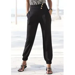 LASCANA Strandhose, mit Zierknöpfen und Taschen, Jerseyhose, leicht und elastisch LASCANA schwarz 36