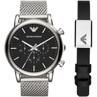 Emporio Armani Herren Quarz-Chronograph Uhr mit Armband AR80062SET