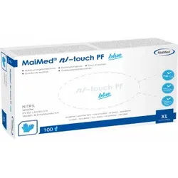 MaiMed® MyClean ni-touch Einmalhandschuhe, Nitril, blau, Hochwertige Einweghandschuhe ideal für die häusliche Krankenpflege, 1 Packung = 100 Stück, Größe XL