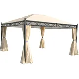 Mendler Pergola Cadiz 4,00 x 3,00 m inkl. Seitenteile creme