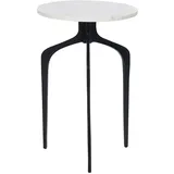 Beliani Beistelltisch weiß Schwarz, Stein, rund 36x56x36 cm, Wohnzimmer, Wohnzimmertische, Beistelltische