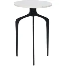 Beliani Beistelltisch weiß Schwarz, Stein, rund 36x56x36 cm, Wohnzimmer, Wohnzimmertische, Beistelltische