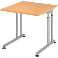 Bümö Schreibtisch Buche, Silber, Nachbildung,Buche, Quadratisch, 80x74x80 cm, FSC