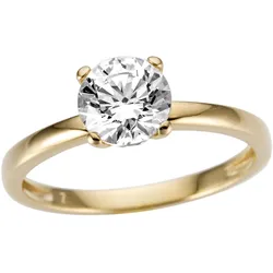 Goldring »Schmuck Geschenk Gold 333 Damenring Verlobungsring Goldring Solitär«, mit Zirkonia (synth.), 16061738-18 gelbgoldfarben-kristallweiß + kristallweiß