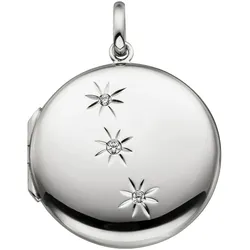 Medallion-Anhänger JOBO "Anhänger Medaillon rund", silber (silber 925), Schmuckanhänger, Damen, Silber 925 (Sterlingsilber), 925 Silber mit 3 Zirkonia