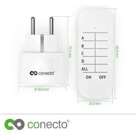 conecto conecto® Funk-Steckdosen-Set: 1x Funksteckdose und 1x Fernbedienung, Innenbereich, 2300 Watt, kompaktes Design, weiß