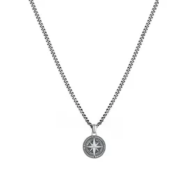 KUZZOI Halskette Herren Panzerkette Kompass 925 Silber schwarz 60