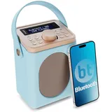 MAJORITY Little Shelford DAB Plus Radio | Küchenradio UKW mit Bluetooth | Radio Batteriebetrieben mit 15 Stunden Wiedergabezeit oder Steckdosenradio | Mini Digitalradio mit Doppelalarm (Hellblau)