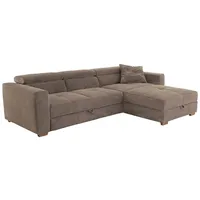 Jockenhöfer Ecksofa SAN REMO, 297 x 195 cm - Cord - mit Ausziehfunktion und Bettkasten