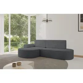 altdecor Eckcouch Cord mit Schlaffunktion 2-Sitzer Dunkelgrau