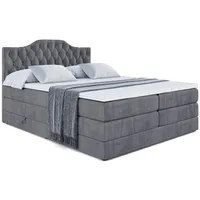 Altdecor Boxspringbett Dunkelgrau, Höhe ca. 20 cm, 160x200 cm,