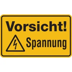 Warnschild, Vorsicht! Spannung - 70x30x1.5 mm Kunststoff
