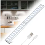 40-led-schrankleuchte, Schrankbeleuchtung Mit Bewegungsmelder, Wiederaufladbarer Led-streifen Per Usb, 4 Beleuchtungsmodi, Magnetische Led-nachtleuchte Mit Klebestreifen, 30 Cm (weißes Licht)