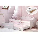 Kids Collective Jugendbett Prinzessin 80 x 160 cm Holz weiß rosa