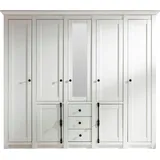 Home Affaire Kleiderschrank California Landhaus Wäscheschrank mit Spiegel, 147 oder 236cm breit INKLUSIVE komplette Innenausstattung, mit einzigartigen Griffen weiß 236 cm x 206 cm x 64 cm