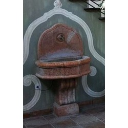 Casa Padrino Luxus Barock Wandbrunnen Antik Braun 85 x 58,5 x H. 146 cm - Prunkvoller Barockstil Keramik Brunnen - Barock Garten Brunnen - Barock Deko Accessoires