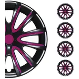 Omac 4X Radkappen Radzierblenden Radblenden 14" Zoll Stahlfelgen Glänzend Schwarz-Lila