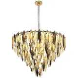 GLOBO Luster Kronleuchter Hängeleuchte Metall goldfarben K9 Kristall champagner D 60 cm