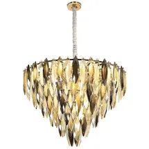GLOBO Luster Kronleuchter Hängeleuchte Metall goldfarben K9 Kristall champagner D 60 cm